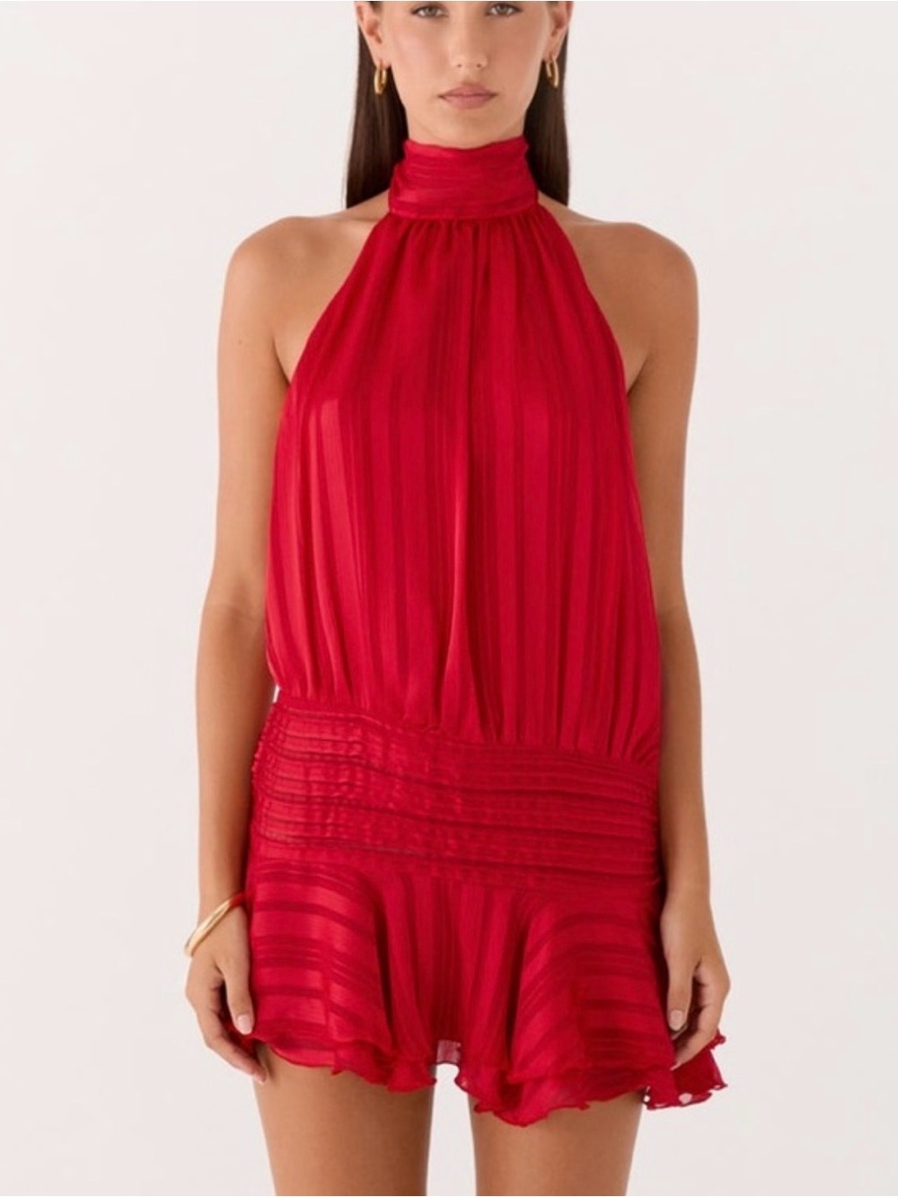 Peppermayo Red Halter Neck Mini Dress - Women Size 2